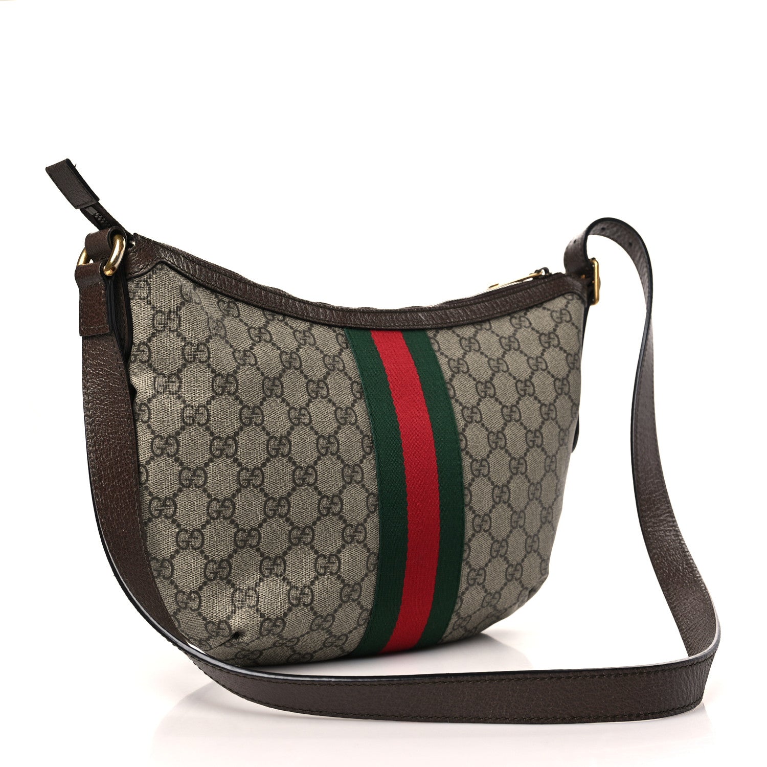 Gucci GG Supreme Monogram Web Small Ophidia Half Moon Hobo Brown 3 of 10
