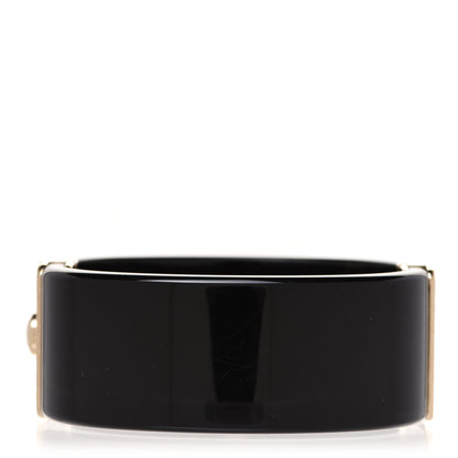 Chanel Resin Metal Quilted CC Cuff Black Gold 3 of 5