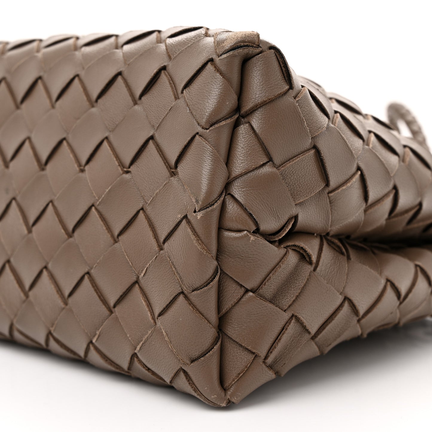 Nappa Intrecciato Small Andiamo Shoulder Bag Taupe Grey