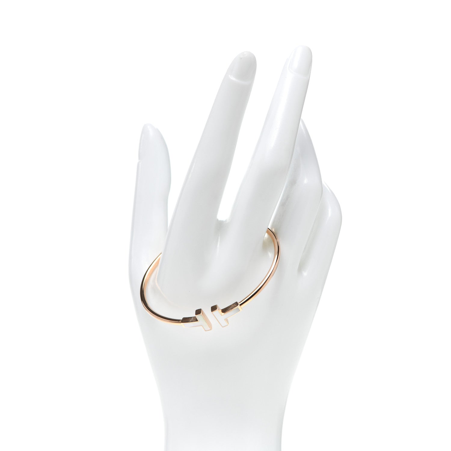 Tiffany 18K Rose Gold Mother of Pearl T Wire Bracelet 2 of 5
