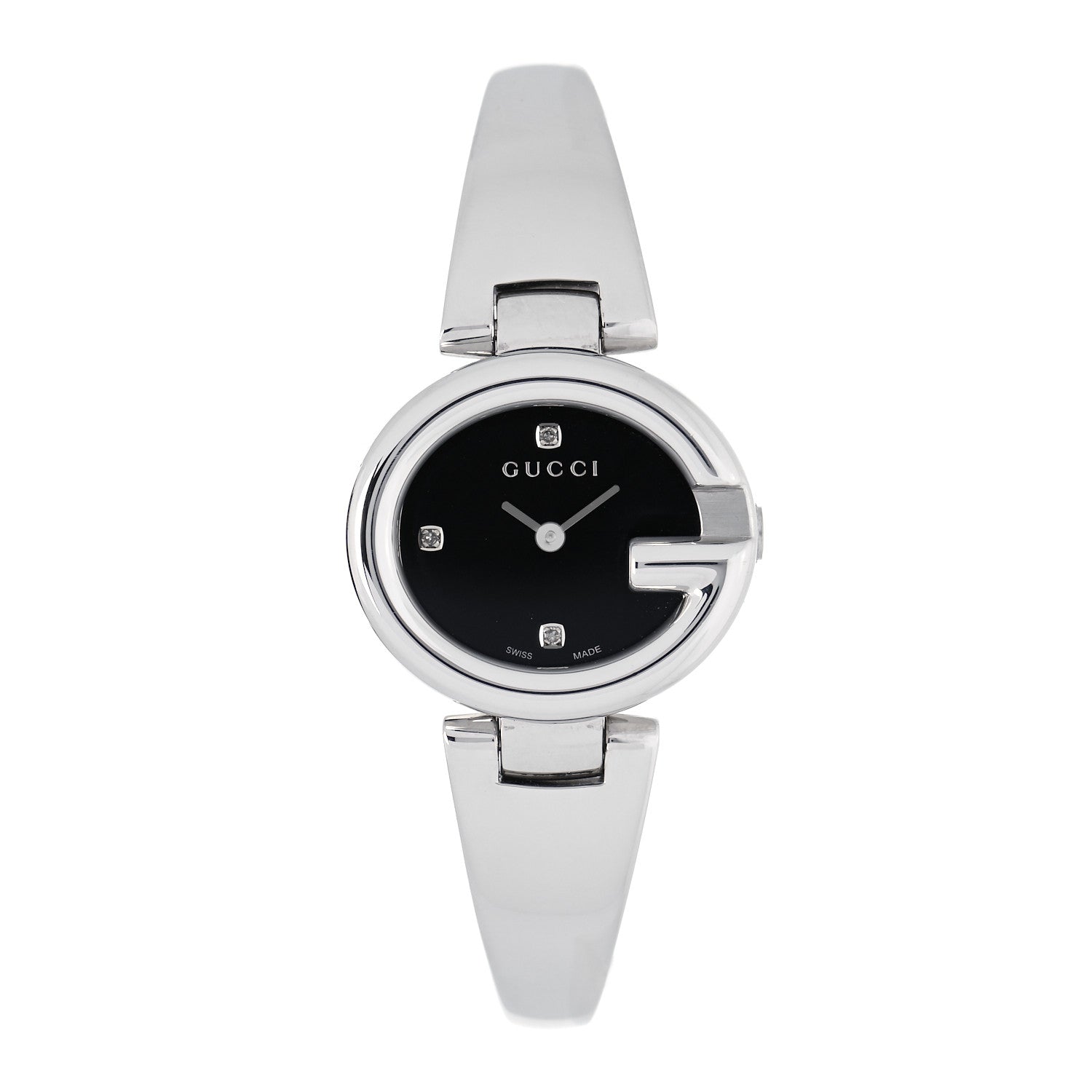 Gucci Stainless Steel Diamond 27mm Guccissima Quartz Watch Black 1 of 4