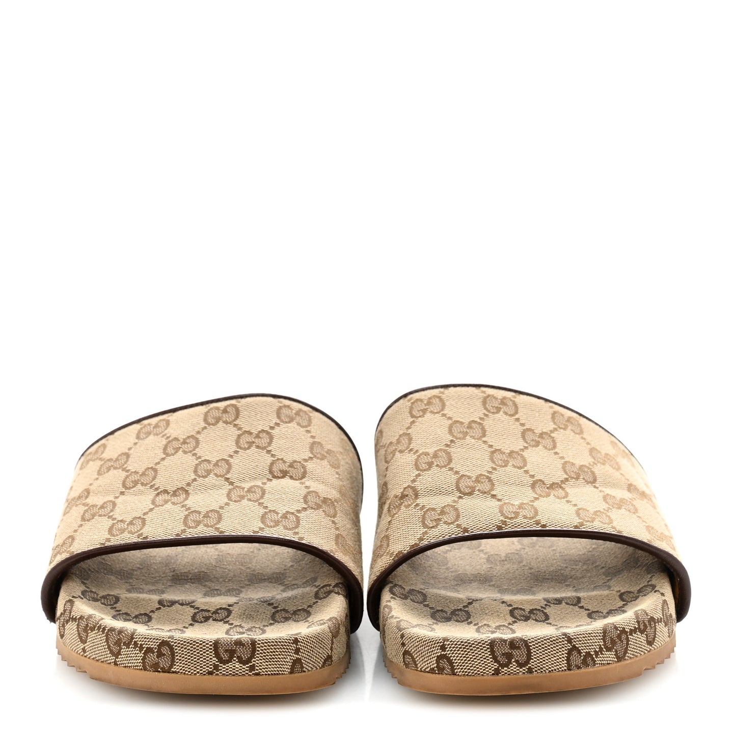 Canvas GG Monogram Mens Slide Sandals 11 Beige