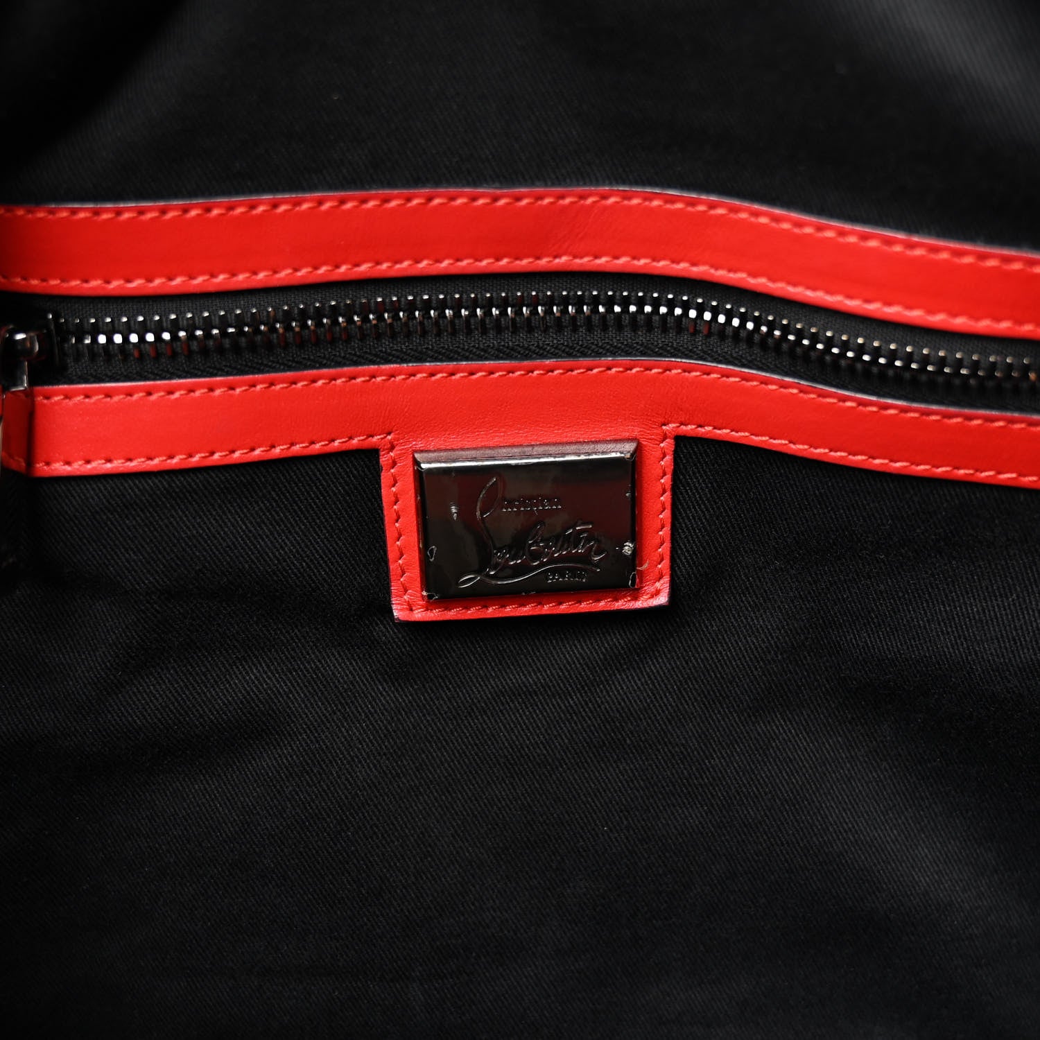 Christian Louboutin Grained Calfskin Studded Duffle Black 6 of 10