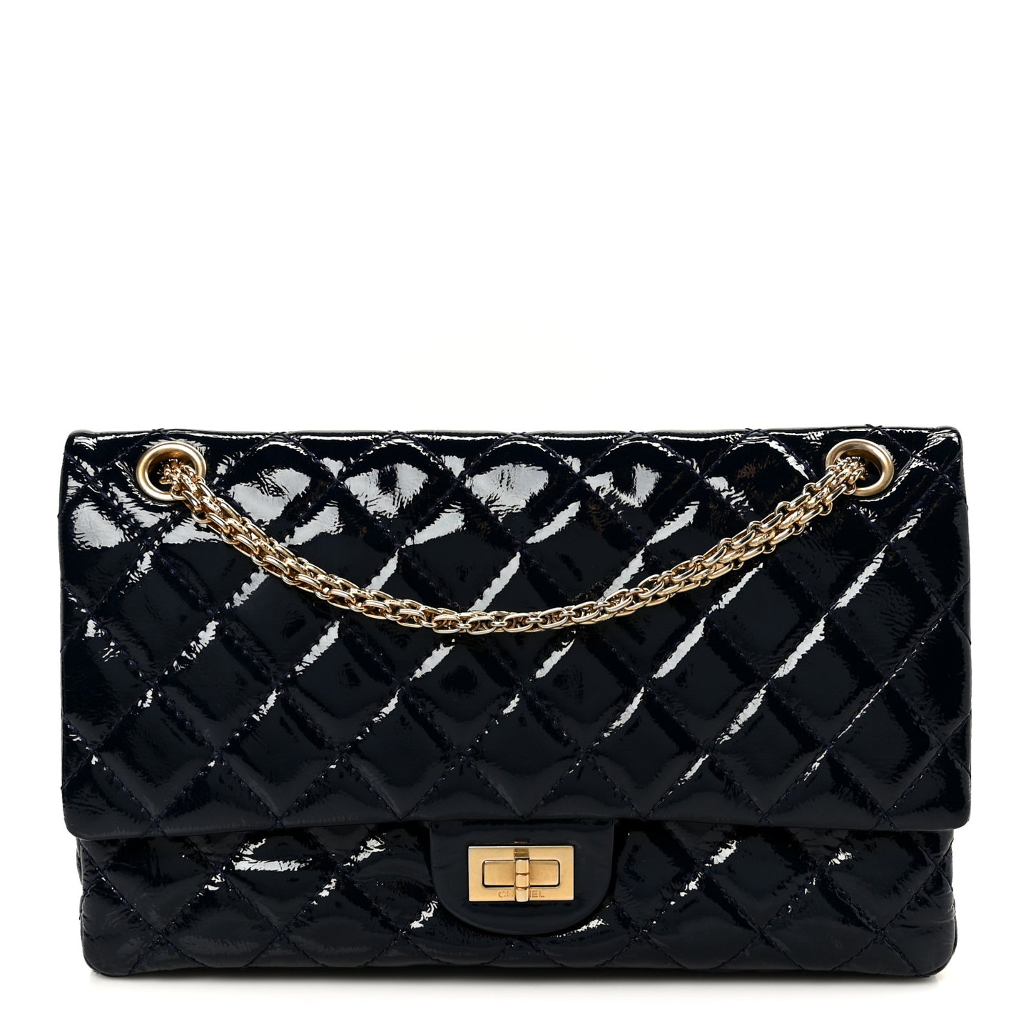 Distressed Patent Quilted 2.55 Reissue 226 Flap Blue