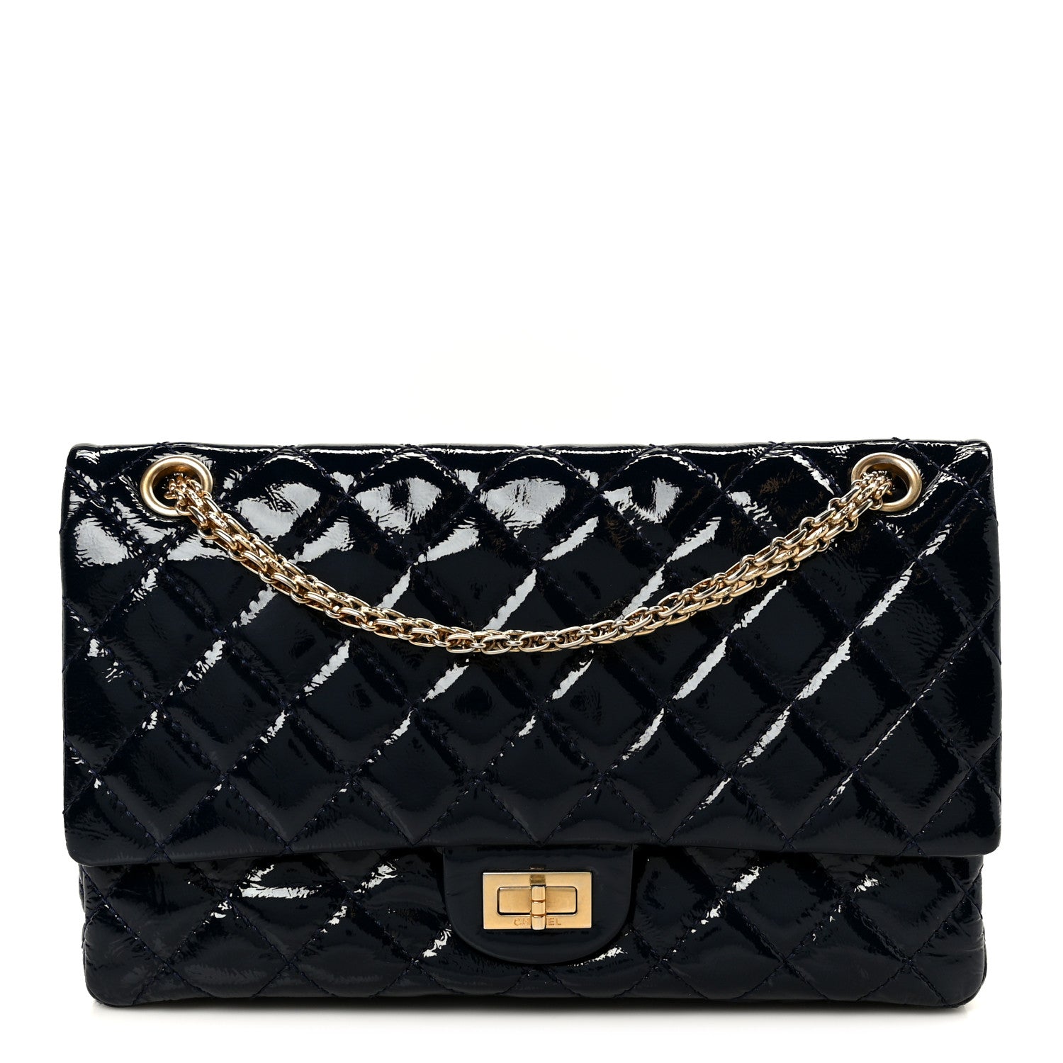 Chanel Distressed Patent Quilted 2.55 Reissue 226 Flap Blue 1 of 10
