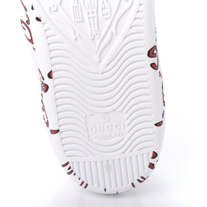 Gucci Calfskin GucciGhost Print Womens Ace Sneakers 38 White Hibiscus Red 6 of 11