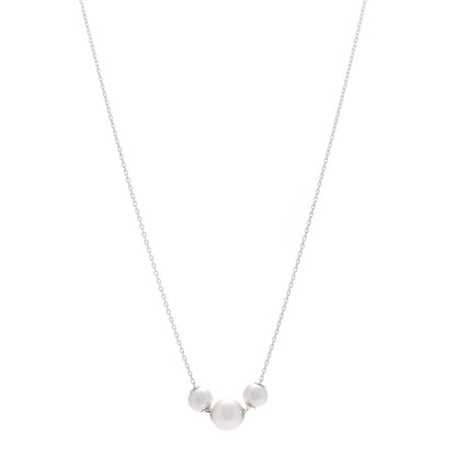 Mikimoto 18K White Gold Diamond Akoya Cultured Pearl 5.5-8mm Pearls in Motion Necklace 1 of 5