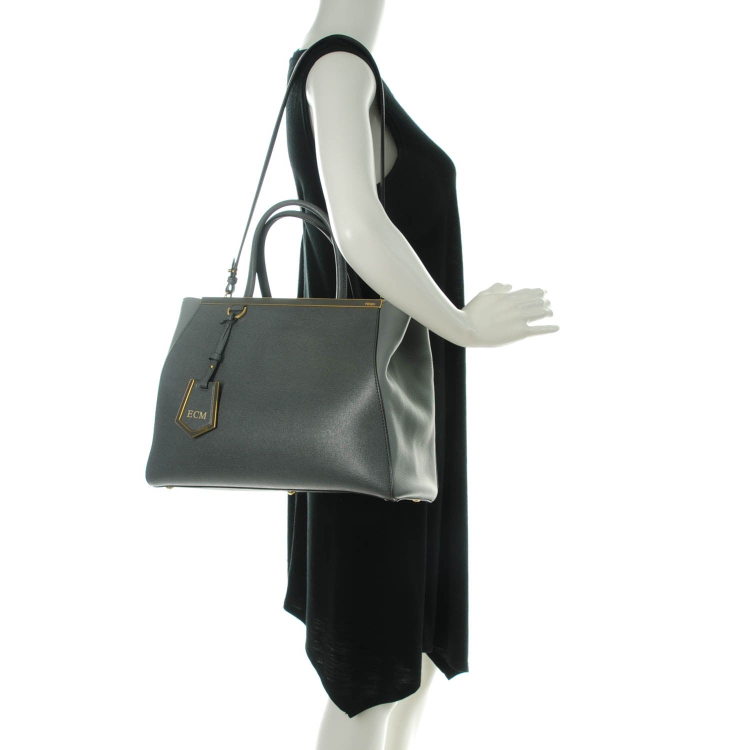 Fendi Vitello Elite Flamingo Regular 2Jours Tote Grigio Grigio Chiaro 2 of 8