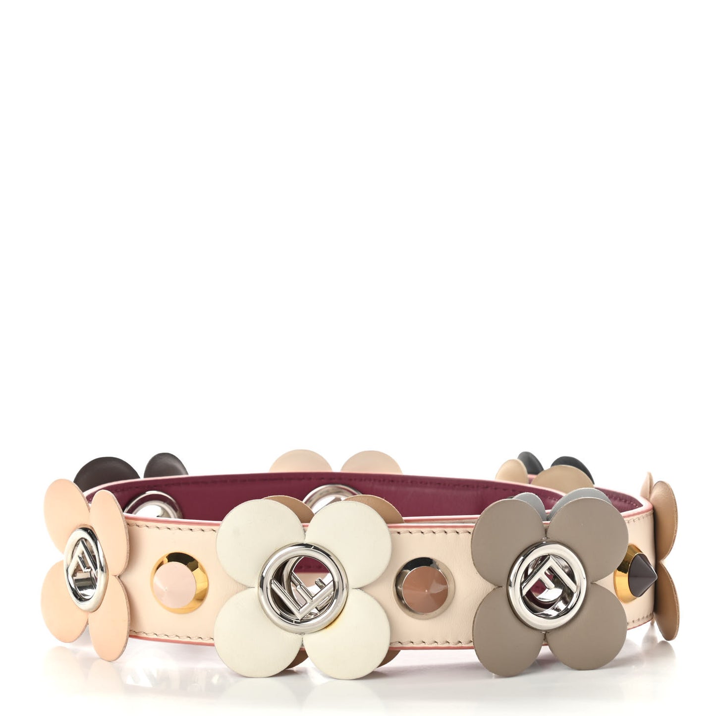 Calfskin F is Fendi Studded Flower Strap You Camelia