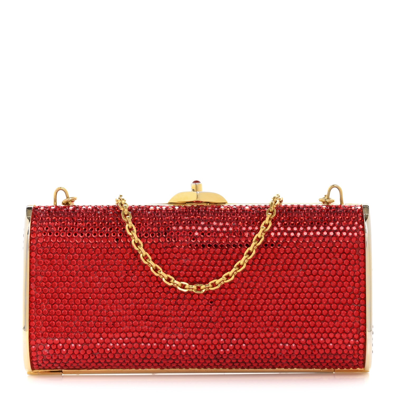 Judith Leiber Crystal Minaudiere Clutch Red 1 of 11
