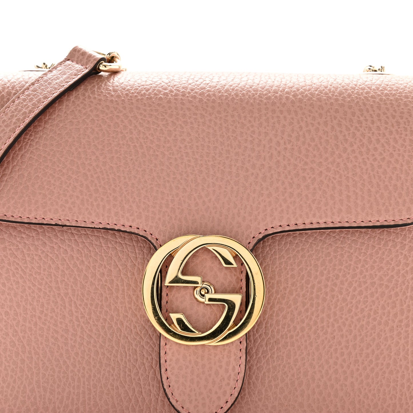 Dollar Calfskin Small Interlocking G Shoulder Bag Soft Pink
