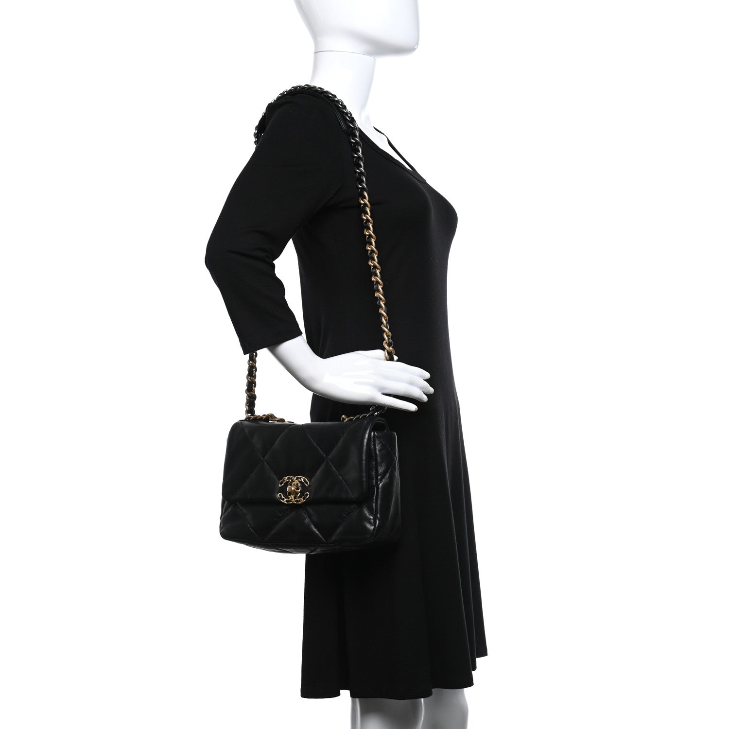 Chanel Goatskin Quilted Medium Chanel 19 Flap Black 2 of 9