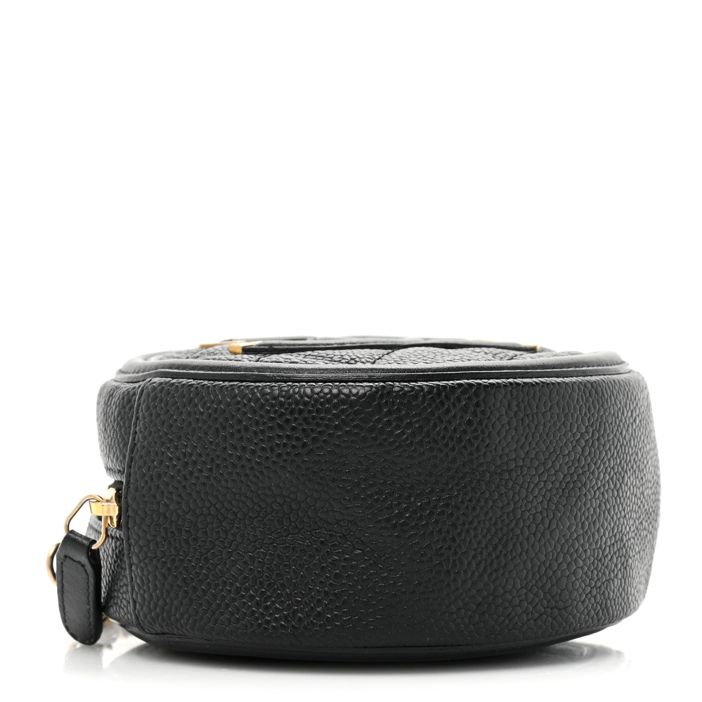 Caviar Quilted Round Filigree Crossbody Black