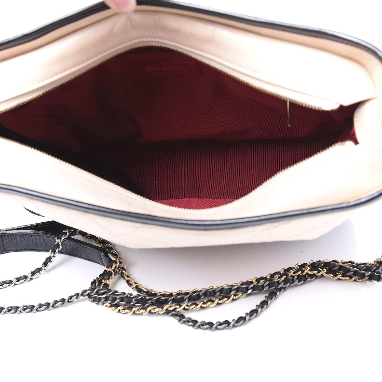 Chanel Aged Calfskin Quilted Large Gabrielle Hobo Beige Black 4 of 9