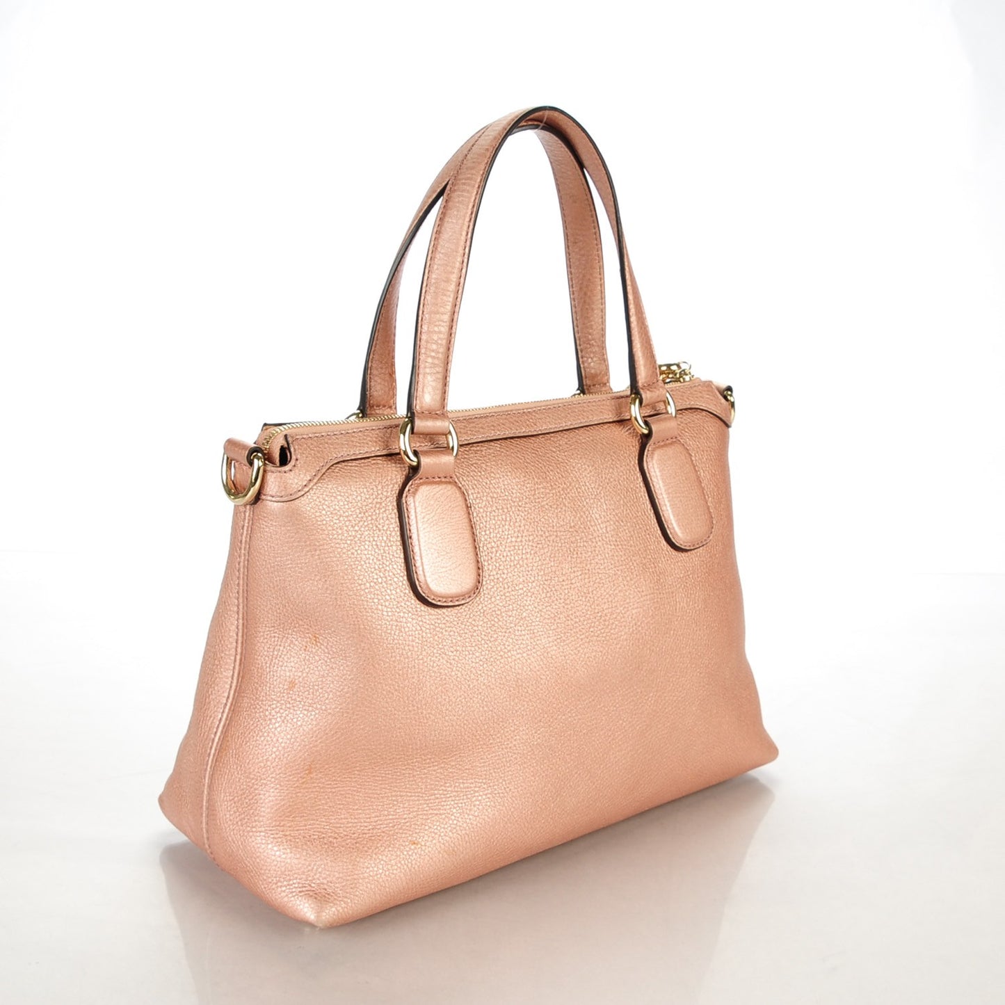 Metallic Cellarius Calfskin Small Soho Top Handle Satchel Pink