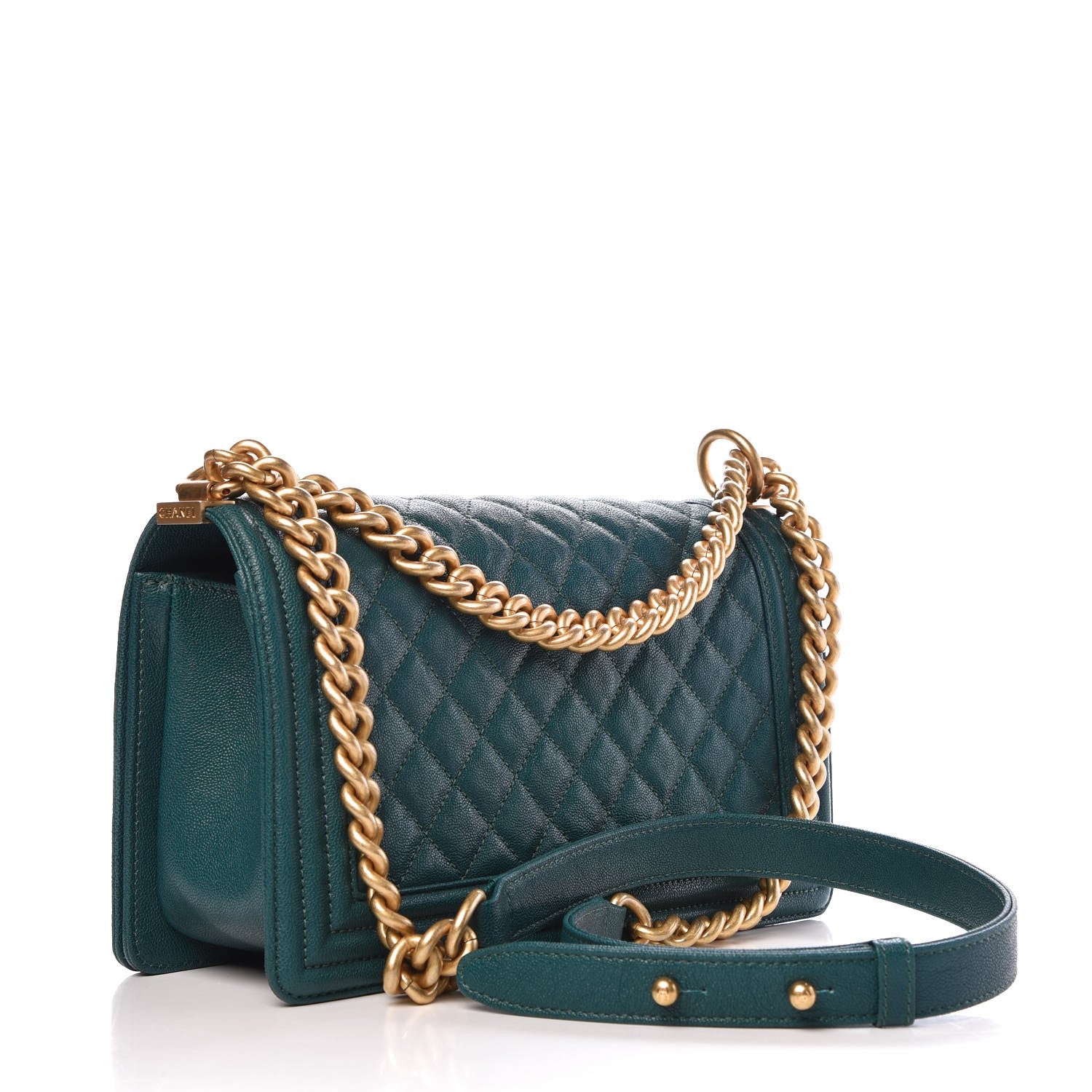 Chanel Caviar Quilted Medium Boy Flap Dark Green 3 of 8