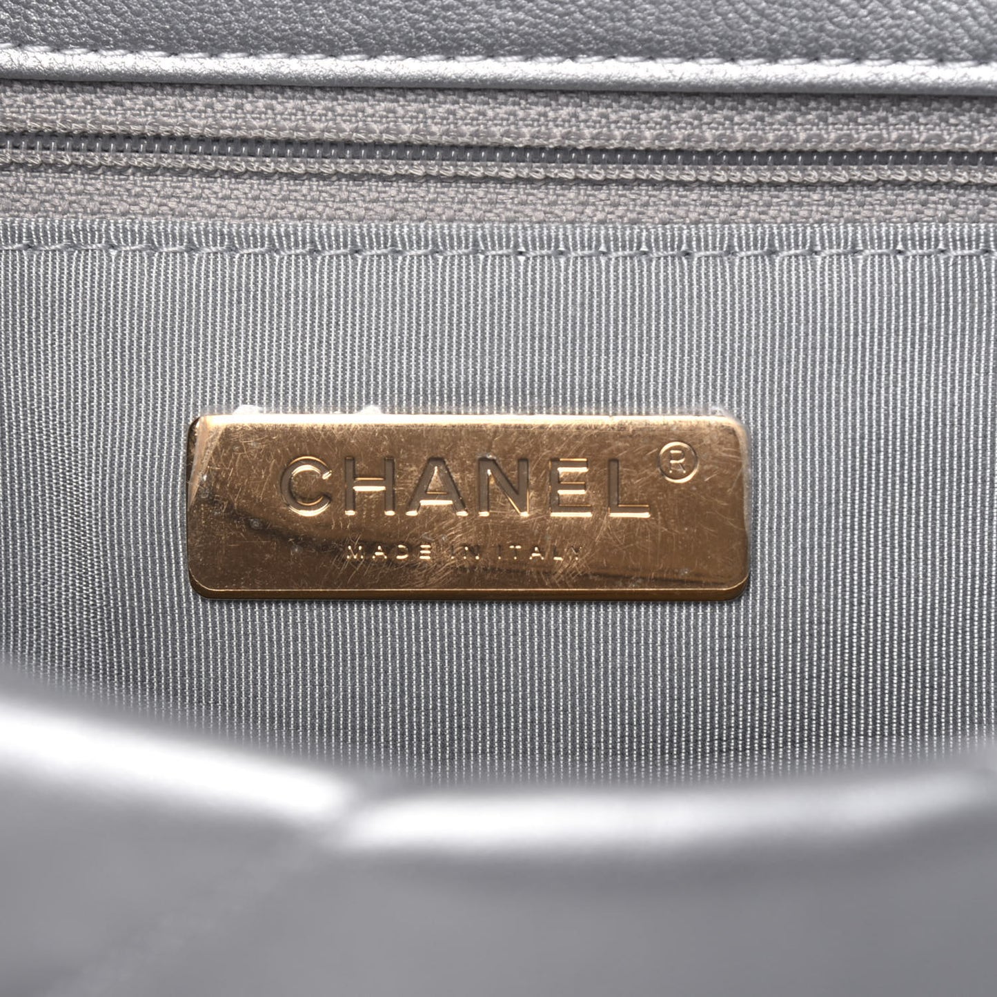 Metallic Goatskin Quilted Medium Chanel 19 Flap Silver