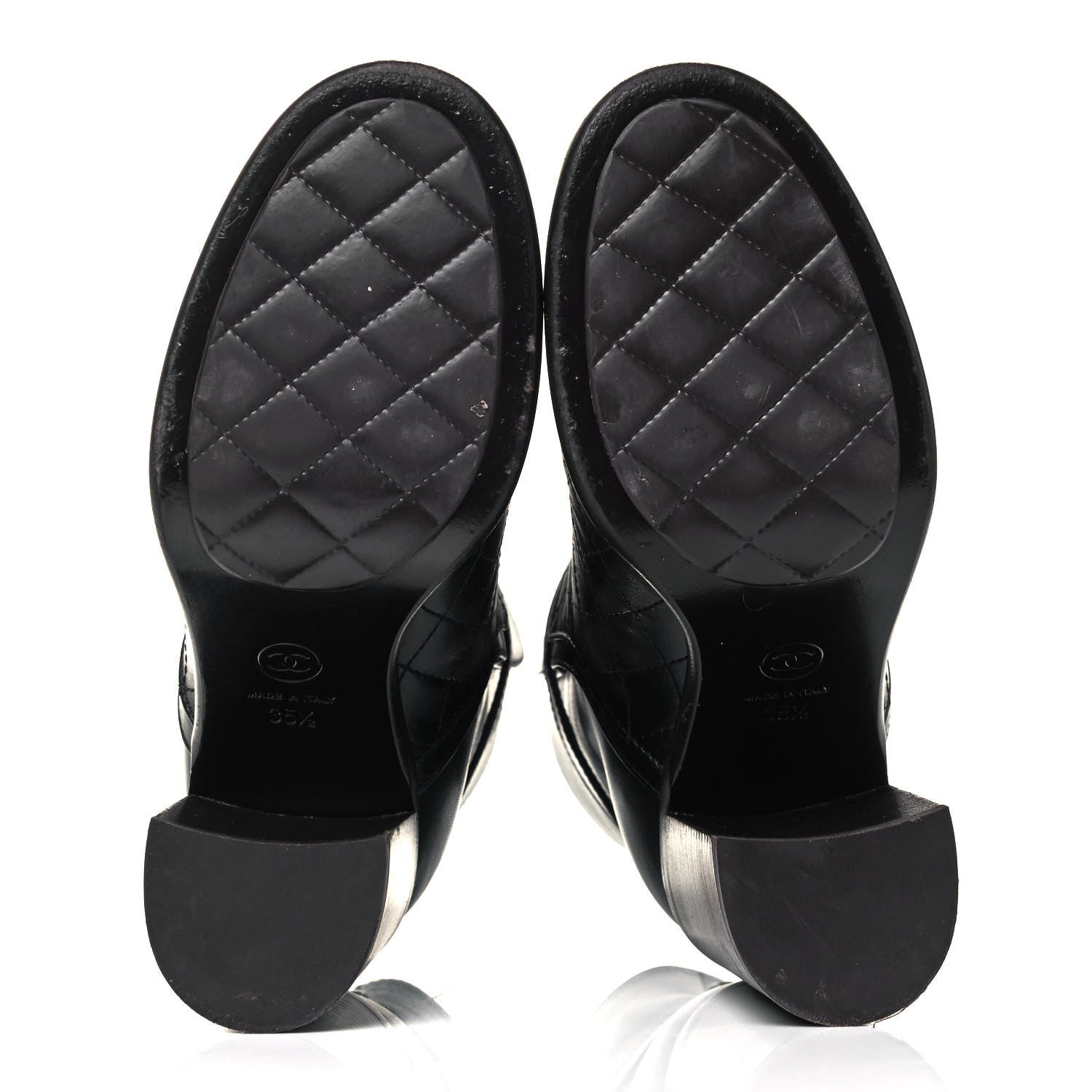 Chanel Calfskin Quilted Cap Toe Boots 35.5 Black Brown 5 of 7