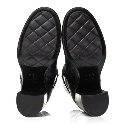 Chanel Calfskin Quilted Cap Toe Boots 35.5 Black Brown 5 of 7