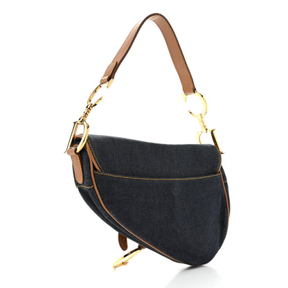 Christian Dior Denim Calfskin Saddle Bag Blue 3 of 13