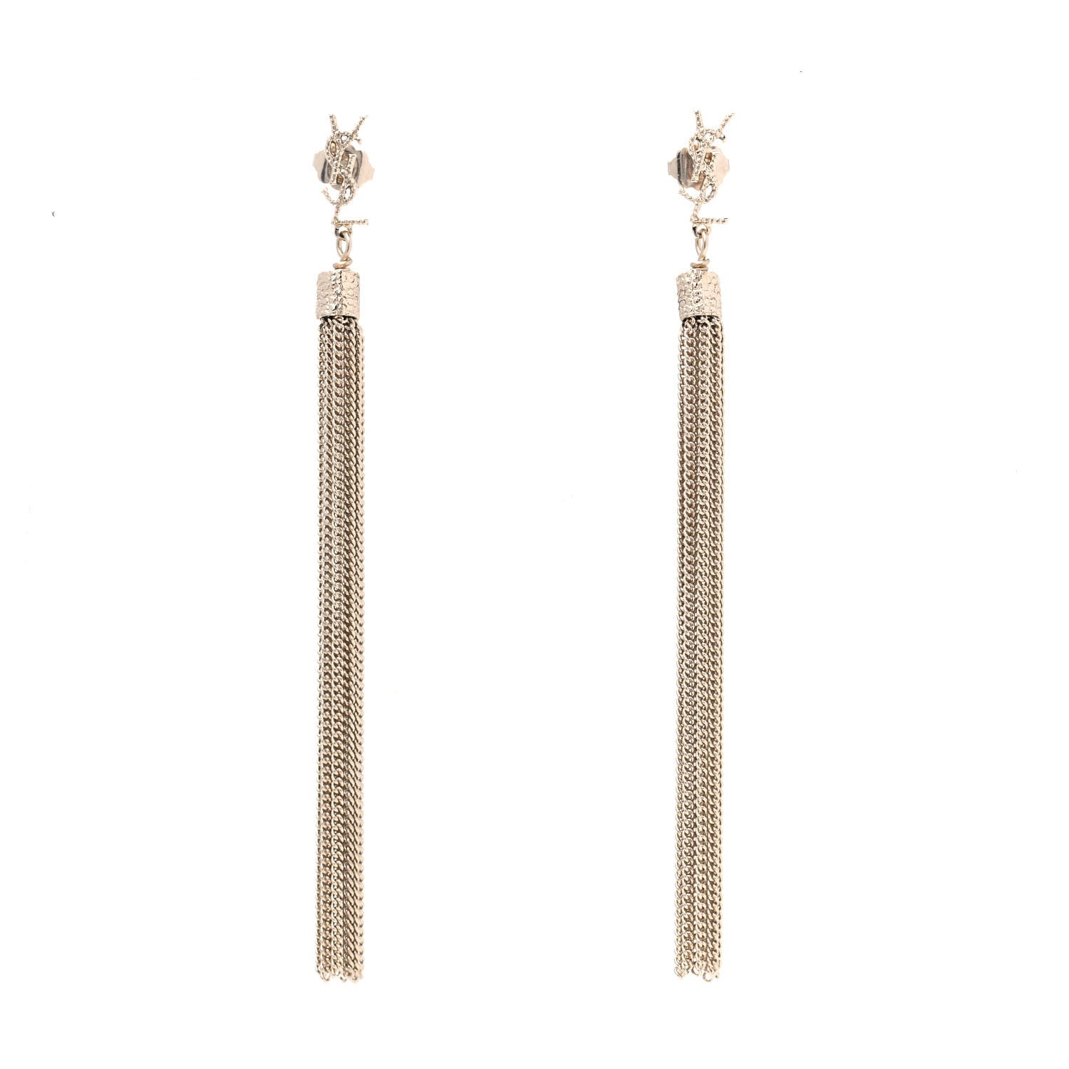 Saint Laurent Metal Monogram Loulou Tassel Earrings Gold 1 of 3