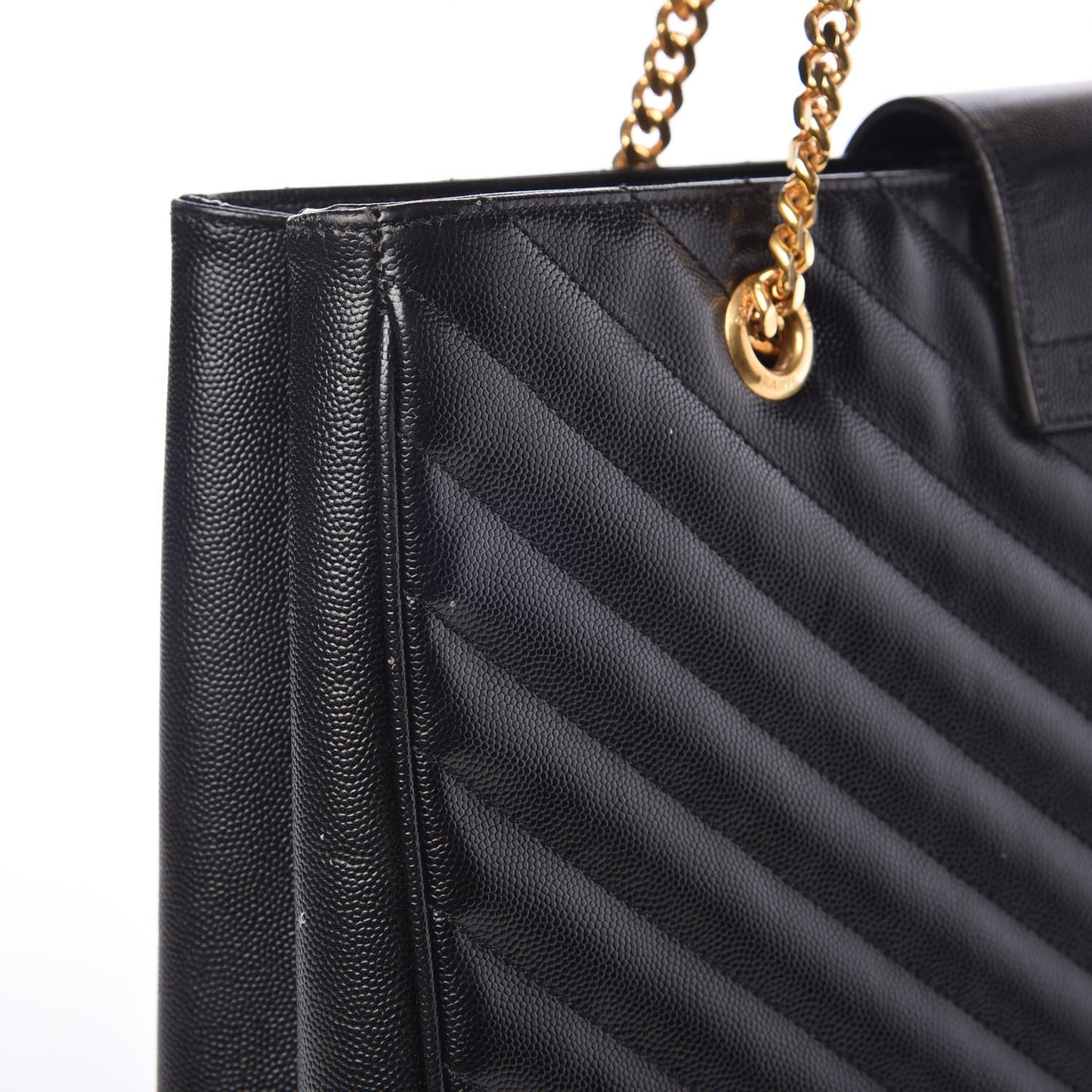 Grain De Poudre Matelasse Chevron Monogram Shopping Bag Black