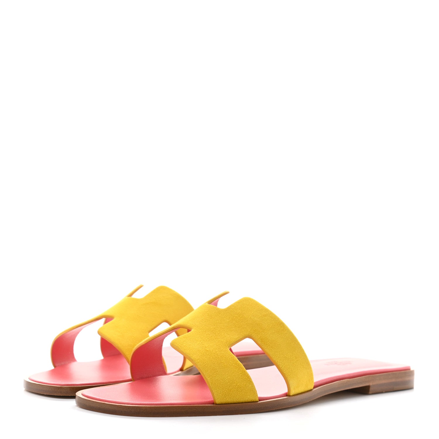 Hermes Suede Goatskin Oran Sandals 39.5 Jaune Sable 3 of 9