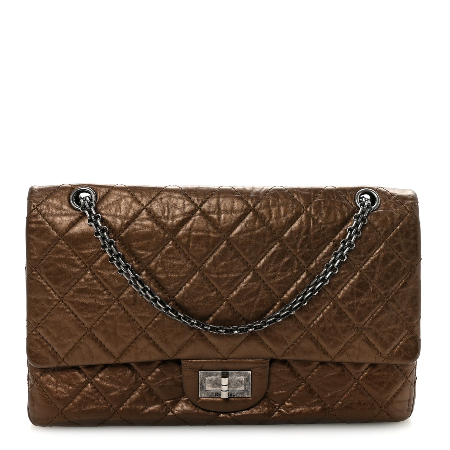 Metallic Aged Calfskin Quilted 2.55 Reissue 227 Flap Bronze
