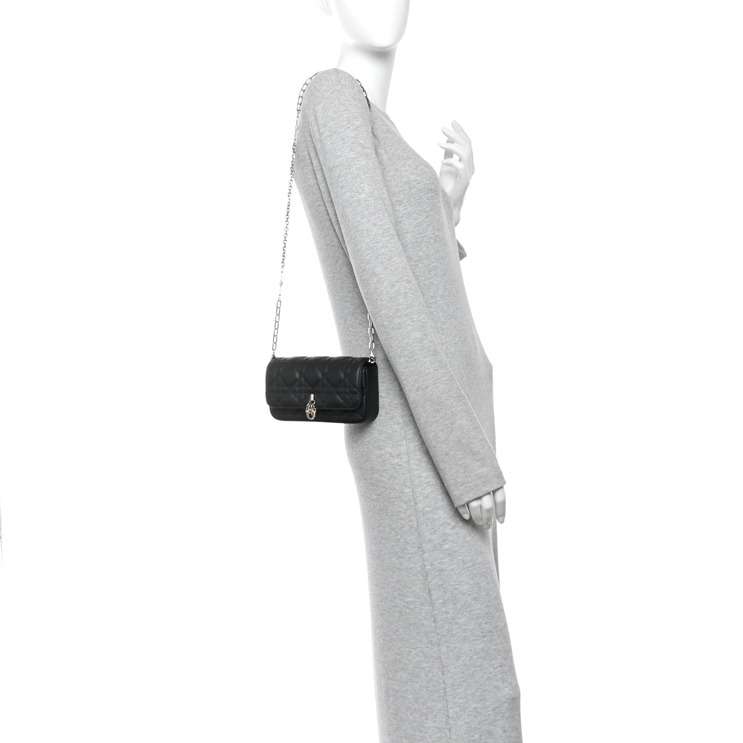 Christian Dior Lambskin Cannage Dior Talk Phone Pouch Black 2 of 10