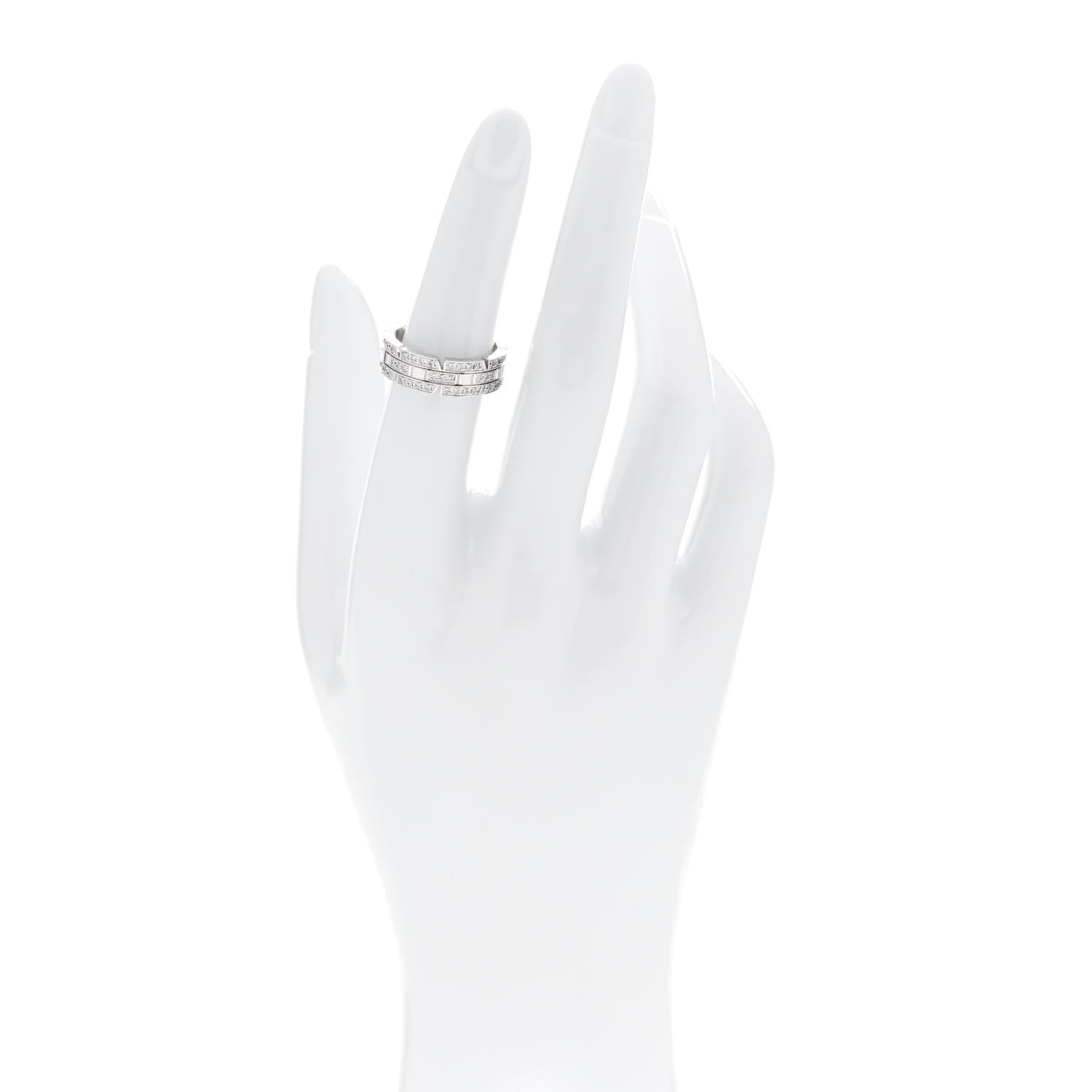 Cartier 18K White Gold Diamond 6mm Tank Francaise Ring 52 6 2 of 5