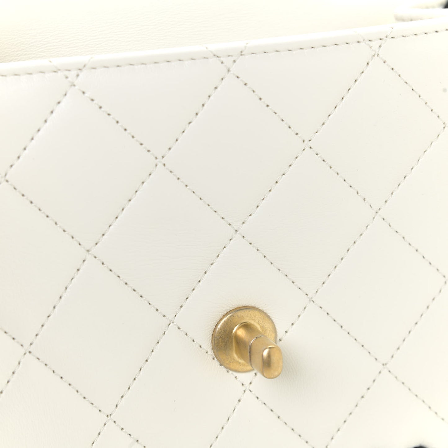 Braided Calfskin Mini My Own Frame Flap White