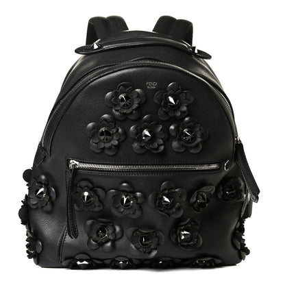 Fendi Vitello Dolce All Over Flowerland Large Backpack Black 1 of 7