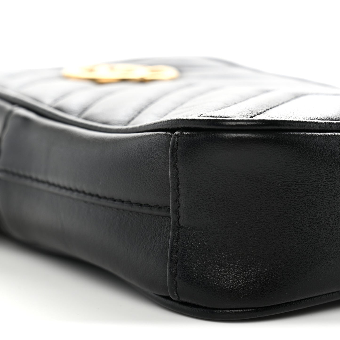 Calfskin Matelasse Mini GG Marmont Crossbody Bag Black