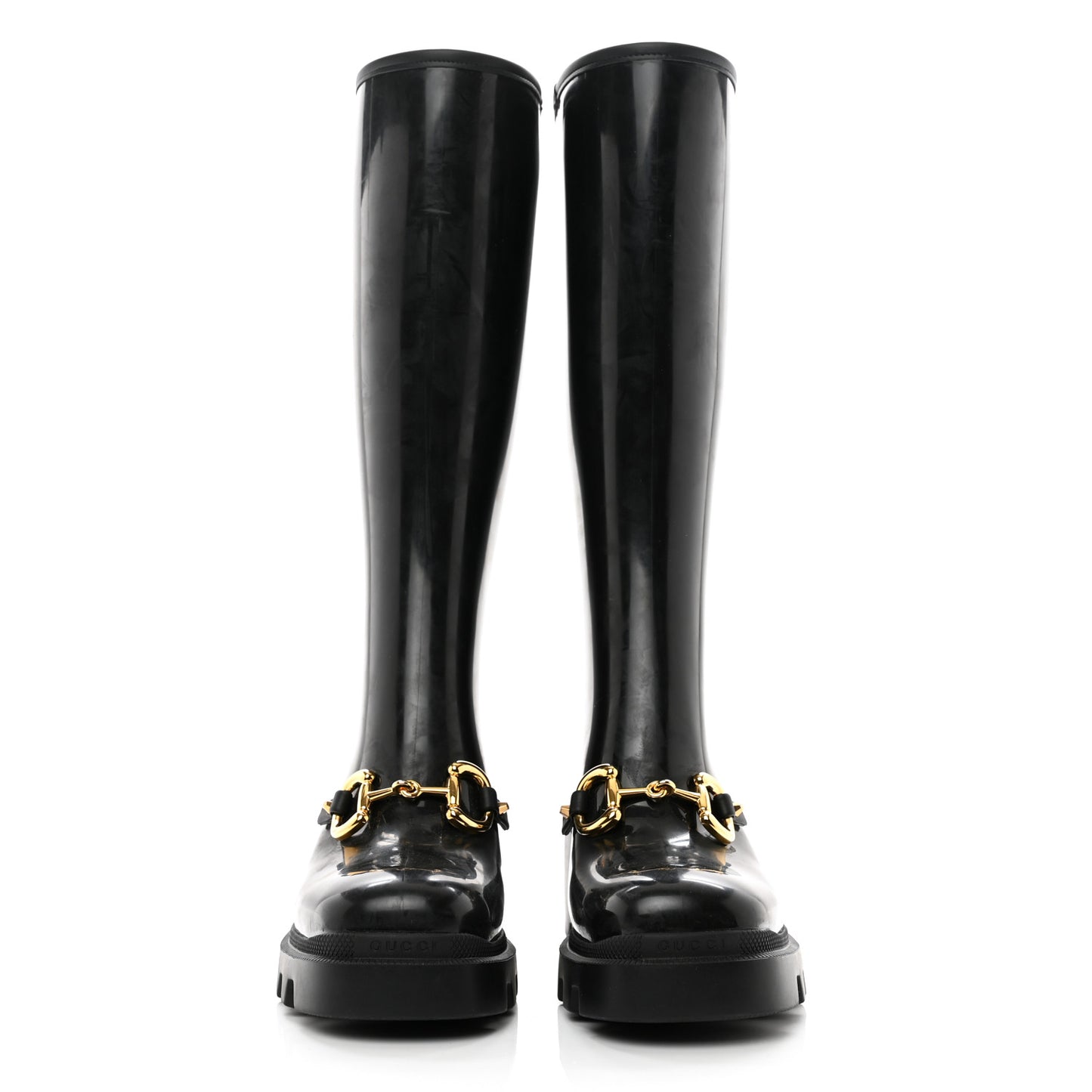 Rubber Horsebit Knee High Boots 38 Black