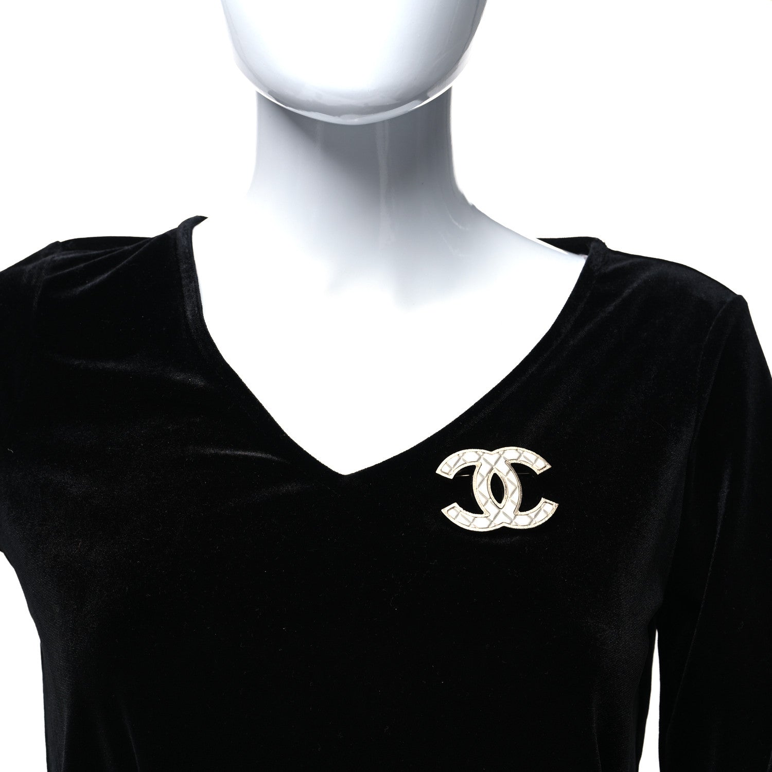 Chanel Metal Quilted CC Brooch Silver Gold 2 of 5