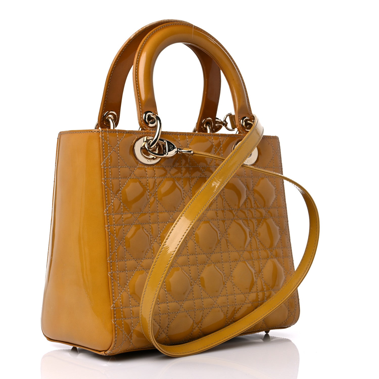 Christian Dior Patent Cannage Medium Lady Dior Beige 3 of 15