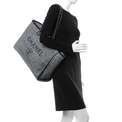 Chanel Canvas Large Deauville Tote Charcoal 2 of 8