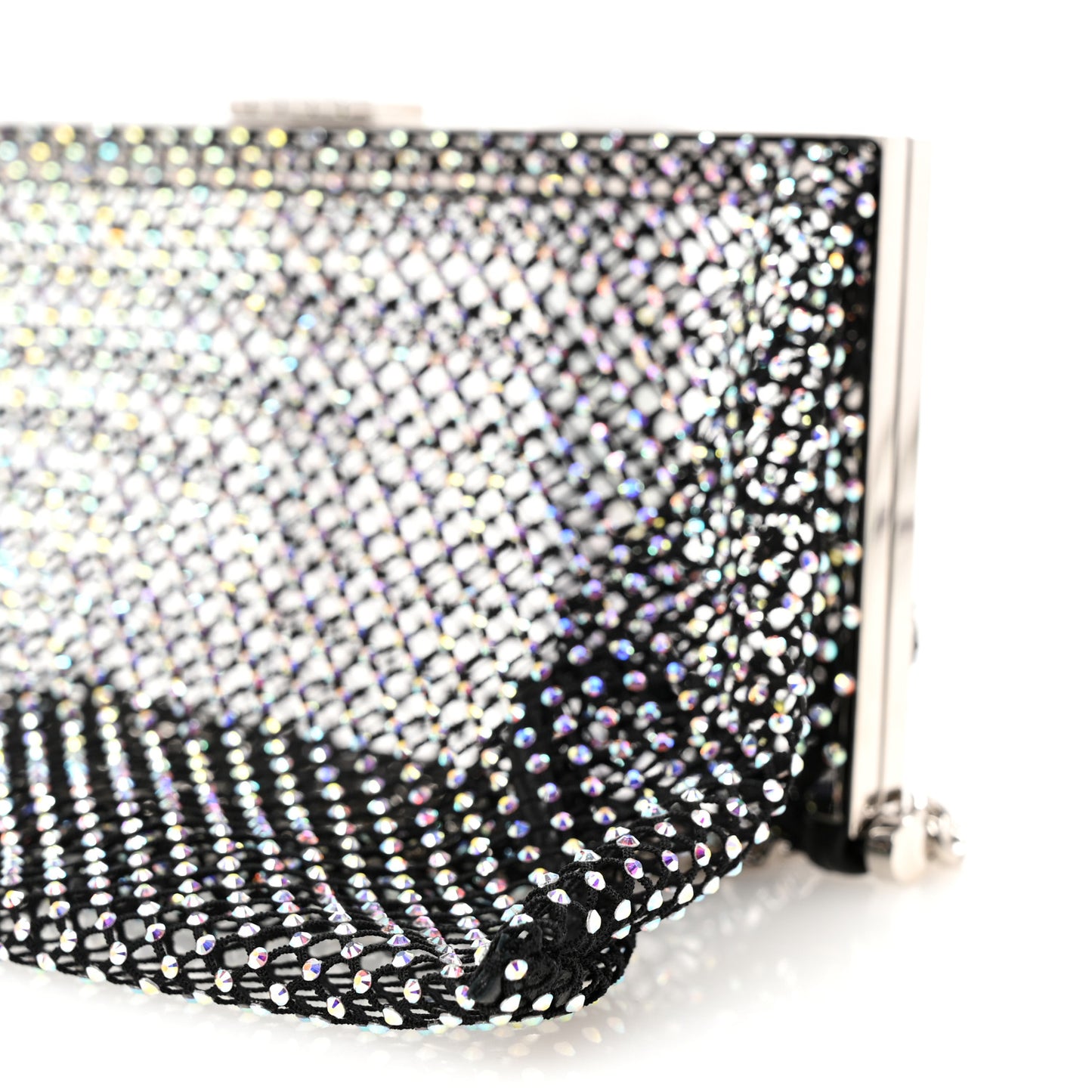 Mesh Crystal Medium Fanny Shoulder Bag Black