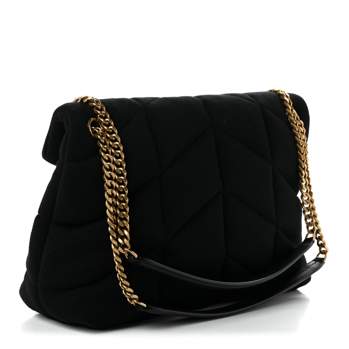 Wool Jersey Quilted Medium Loulou Puffer Monogram Chain Black