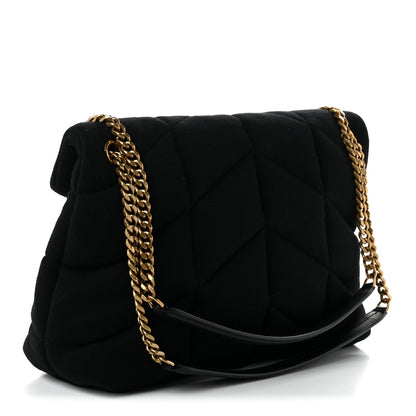 Saint Laurent Wool Jersey Quilted Medium Loulou Puffer Monogram Chain Black 2 of 9
