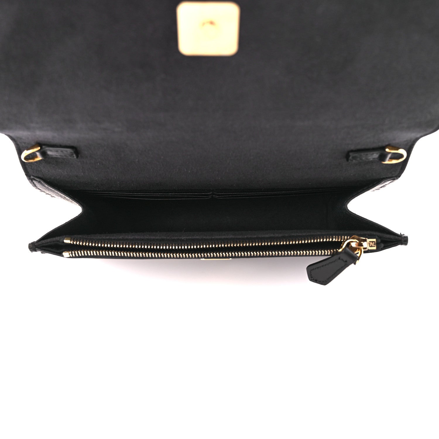 Fendi Vitello Century Eyebrow Monster Eyes Embossed Tube Wallet On Chain Black 5 of 15