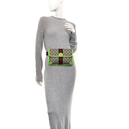 Gucci GG Supreme Monogram Web Small Ophidia Belt Bag Beige Ebony Electric Green 3 of 10