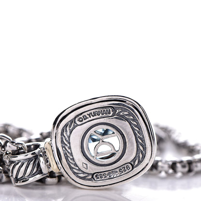 David Yurman Sterling Silver Blue Topaz 12mm Albion Double Wheat Chain Pendant Necklace 5 of 6