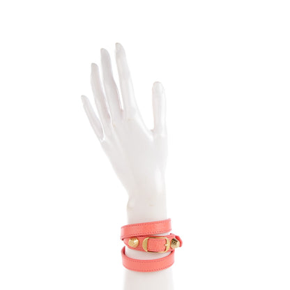 Balenciaga Agneau Giant 12 Gold Hardware Triple Tour M Bracelet Rose Azalee 2 of 7