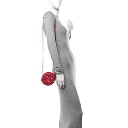 Chanel Jersey Quilted CC Filigree Round Clutch With Chain Pink Red Orange 2 of 10