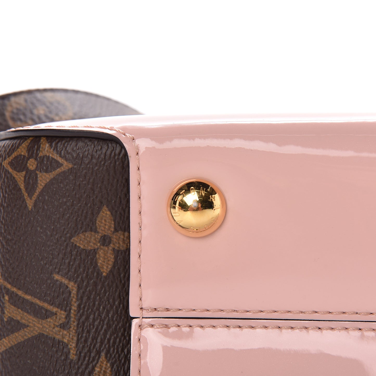 Patent Calfskin Monogram Cherrywood PM Rose Ballerine