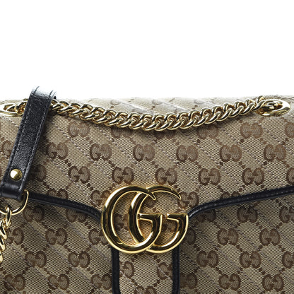 Gucci Monogram Matelasse Diagonal Small GG Marmont Shoulder Bag Beige Black 9 of 9