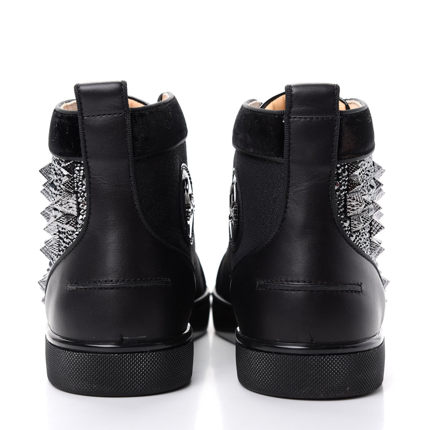 Christian Louboutin Calfskin Velvet Strass Mens Louis Spikes Flat Sneakers 41 Black 7 of 11