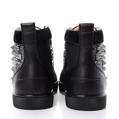 Christian Louboutin Calfskin Velvet Strass Mens Louis Spikes Flat Sneakers 41 Black 7 of 11