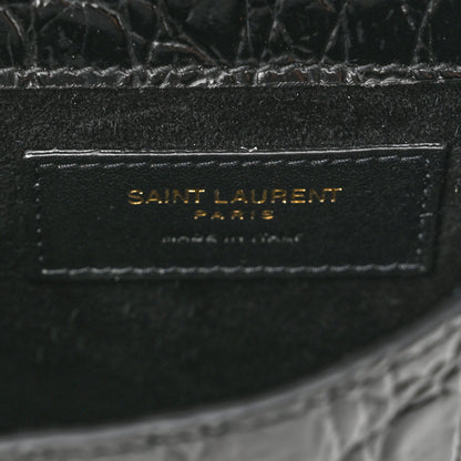 Saint Laurent Shiny Calfskin Crocodile Embossed Monogram Kaia Belt Bag Black 6 of 10